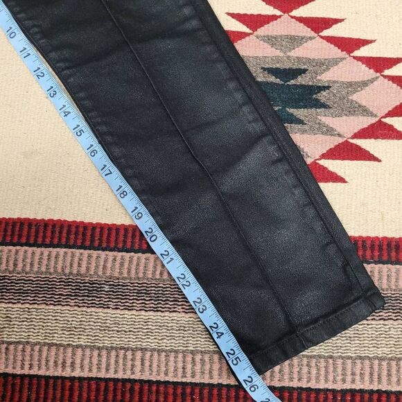 Revice Black Venus Star Coated Denim Cropped Jeans Sz‎ 25 Shiny Straight Leg - Picture 10 of 14